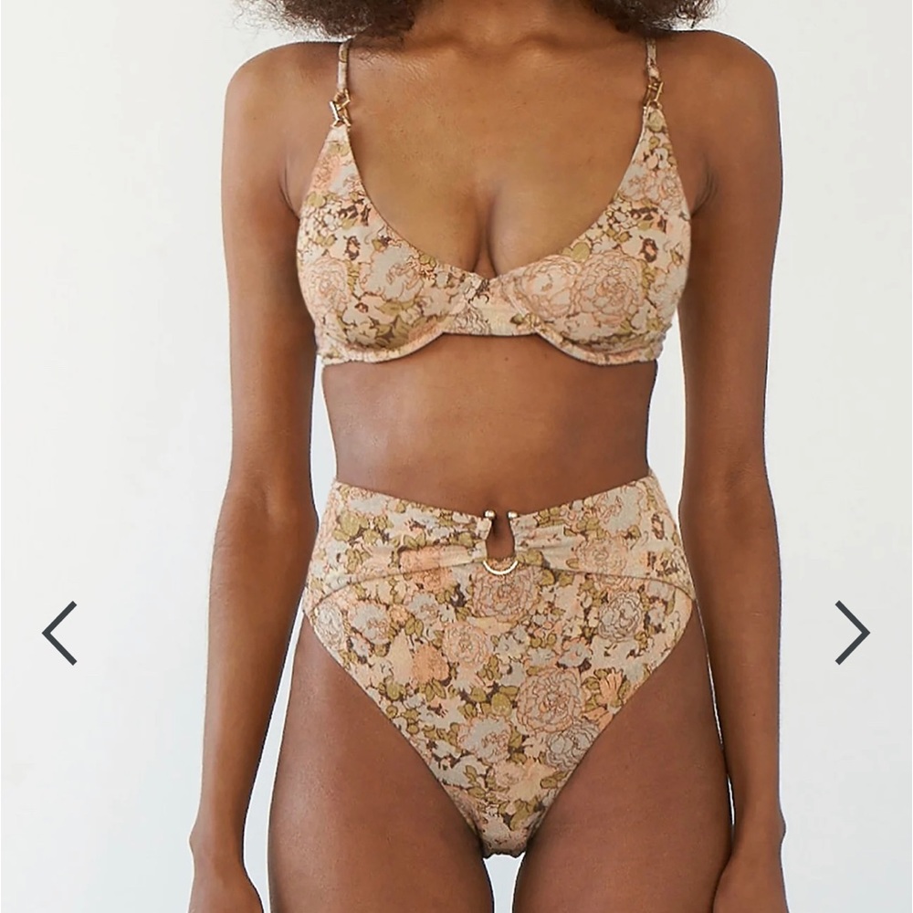 Revel Rey Inez Meadow Bloom Lurex Bikini Bottom Size Medium